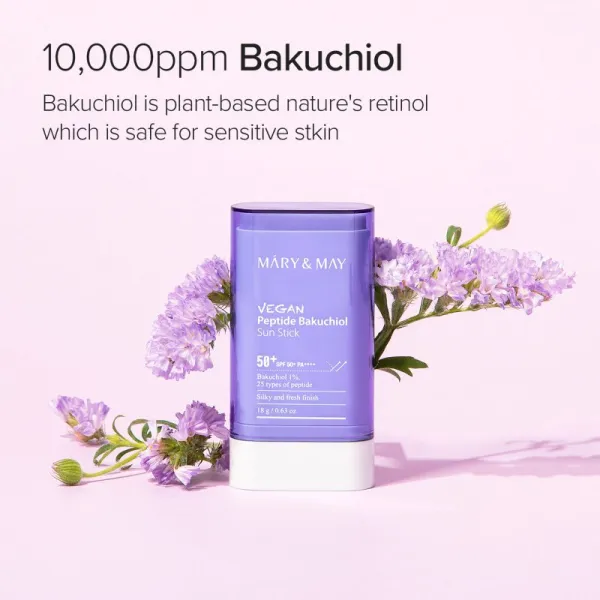 Mary&May Peptide Bakuchiol Sun Stick opaľovací krém v tyčinke s protivráskovým účinkom SPF 50+ 18 g