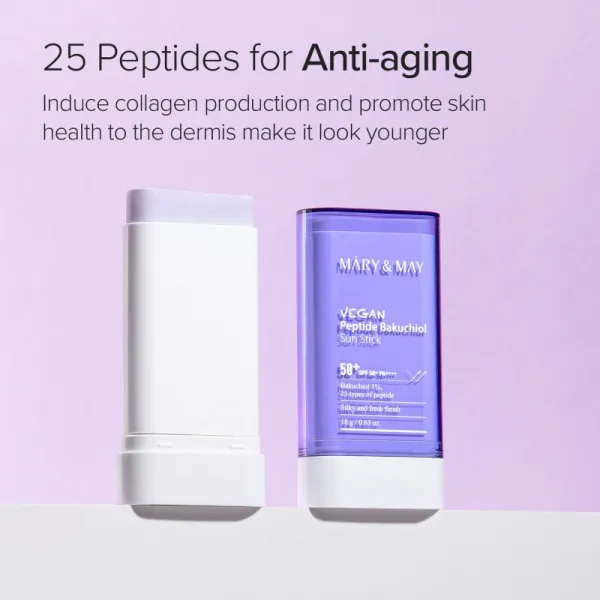 Mary&May Peptide Bakuchiol Sun Stick opaľovací krém v tyčinke s protivráskovým účinkom SPF 50+ 18 g
