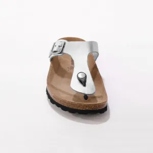 Kožené žabky s kovovou sponou