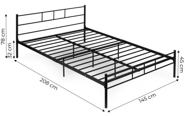 ČiernakovováposteľsostabilnýmrámomŠírka:160cm|Dĺžka:200cm