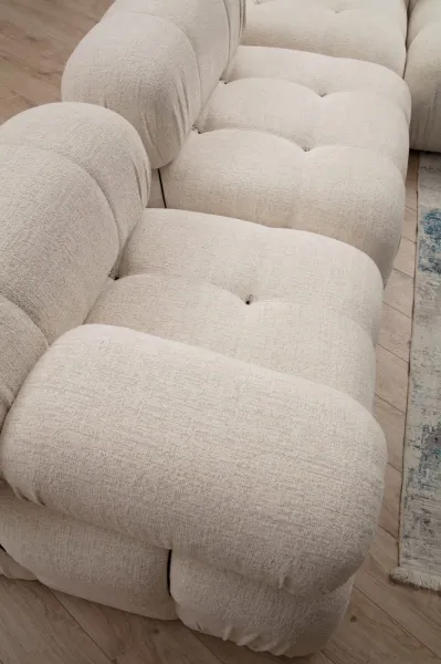 Hanah Home Rohová modulární sedací souprava Bubble 288 cm s taburetem bouclé krémová
