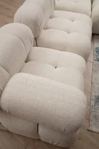 Hanah Home Rohová modulární sedací souprava Bubble 288 cm s taburetem bouclé krémová