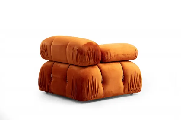 Hanah Home Rohová modulární sedací souprava Bubble 288 cm s taburetem samet oranžová