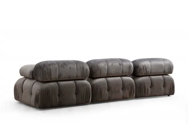 Hanah Home Třímístná modulární pohovka Bubble 288 cm samet šedá