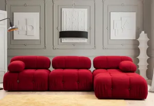 Hanah Home Rohová modulární sedací souprava Bubble 288 cm s taburetem červená