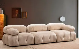 Hanah Home Třímístná modulární pohovka Bubble 288 cm samet krémová