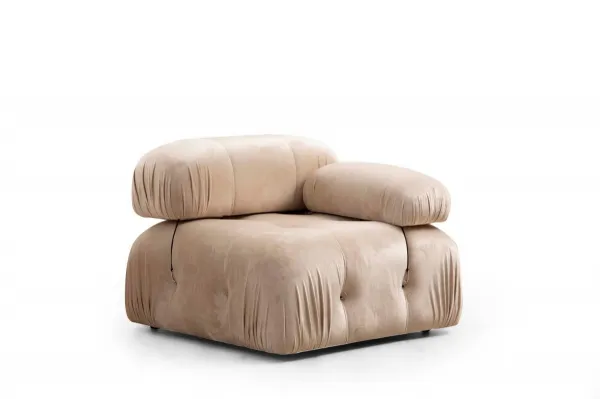 Hanah Home Rohová modulární sedací souprava Bubble 288 cm s taburetem samet krémová