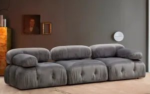 Hanah Home Třímístná modulární pohovka Bubble 288 cm samet šedá