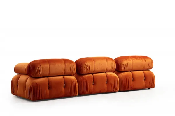 Hanah Home Rohová modulární sedací souprava Bubble 288 cm s taburetem samet oranžová