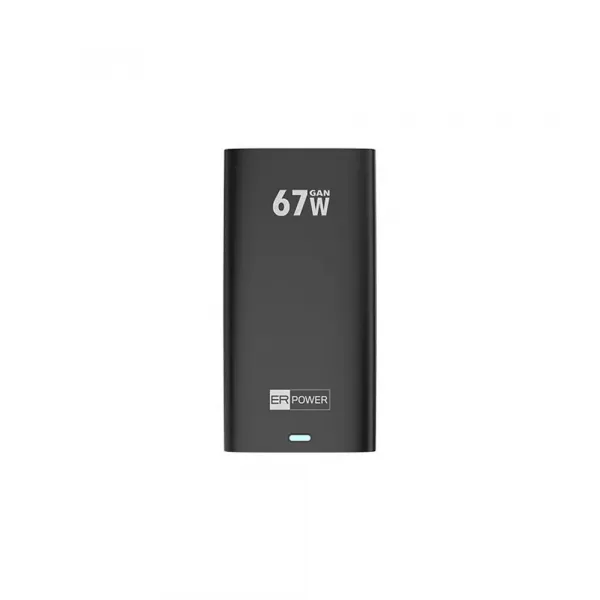ER POWER Cestovná nabíjačka USB-C + USB-A, 67W, GaN