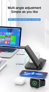 DeskCharge Station Pro Multifunkčná 5v1 bezdrôtová nabíjacia stanica s hodinami a organizérom, biela