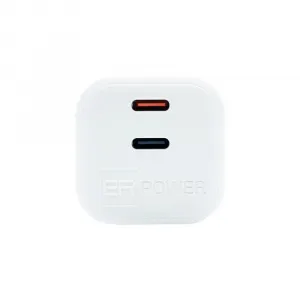ER POWER Mini nabíjačka 2x USB-C, 65W, GaN
