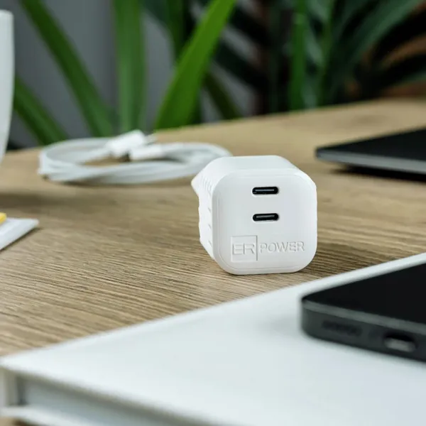 ER POWER Mini nabíjačka 2x USB-C, 65W, GaN
