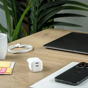 ER POWER Mini nabíjačka 2x USB-C, 65W, GaN