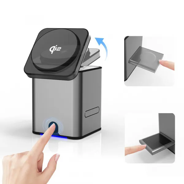 MagCube Pro Qi2 Inteligentná skladacia 3v1 bezdrôtová nabíjačka s MagSafe s 15W nabíjaním, sivá