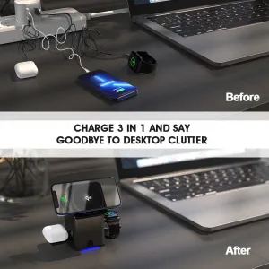 MagCube Pro Qi2 Inteligentná skladacia 3v1 bezdrôtová nabíjačka s MagSafe s 15W nabíjaním, sivá