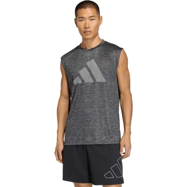 adidas WORKOUT ESSENTIALS BRANDLOVE TEE Pánske tričko, tmavo sivá, veľkosť