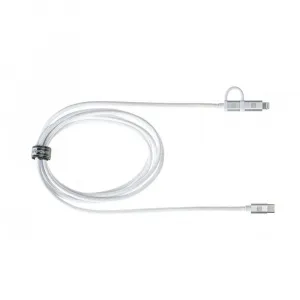 ER POWER Duálny kábel USB-C - USB-C / Lightning MFi 2 m, biely
