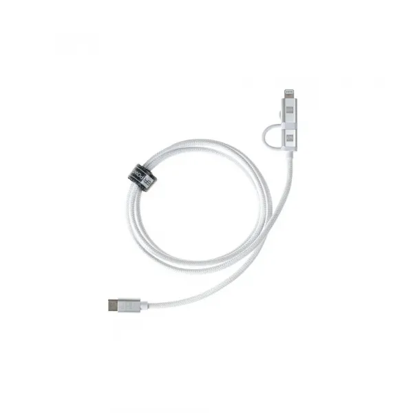 ER POWER Duálny kábel USB-C - USB-C / Lightning MFi 2 m, biely