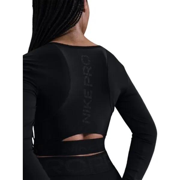 Dámske tréningové tričko s dlhým rukávom NIKE PRO W NP DF LS TOP GG SHINE BLACK ANTHRACITE WHITE