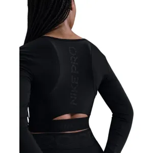 Dámske tréningové tričko s dlhým rukávom NIKE PRO W NP DF LS TOP GG SHINE BLACK ANTHRACITE WHITE