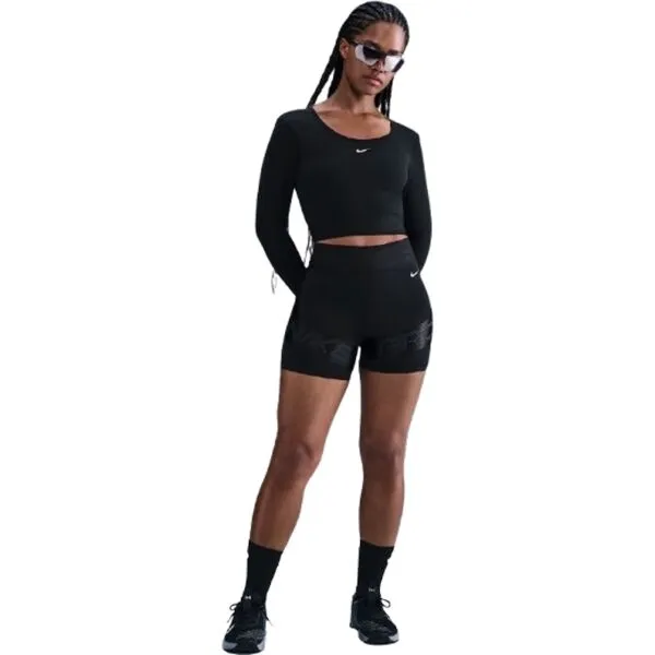 Dámske tréningové tričko s dlhým rukávom NIKE PRO W NP DF LS TOP GG SHINE BLACK ANTHRACITE WHITE