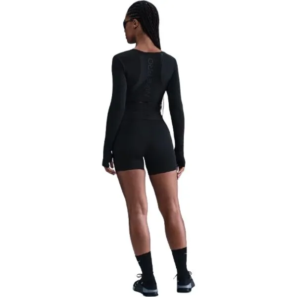 Dámske tréningové tričko s dlhým rukávom NIKE PRO W NP DF LS TOP GG SHINE BLACK ANTHRACITE WHITE