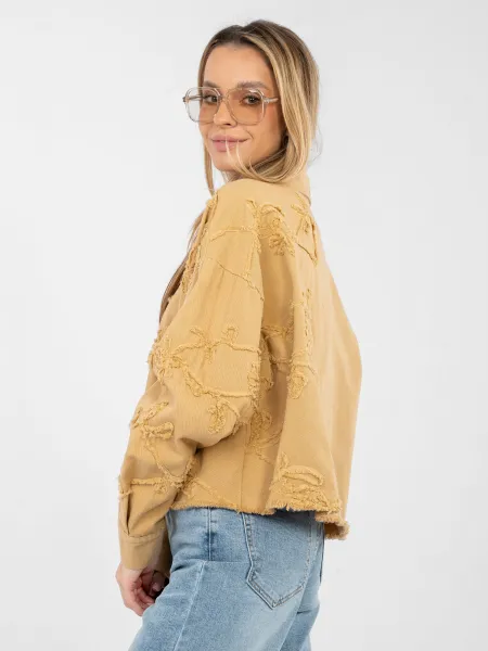 Dámska camel bunda s textúrou