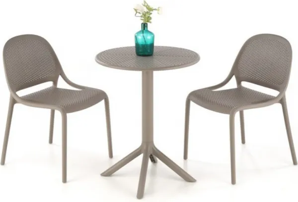 HALMAR Okrúhly stôl CALVO khaki, plast, priemer 60 cm