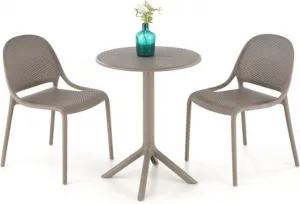 HALMAR Okrúhly stôl CALVO khaki, plast, priemer 60 cm