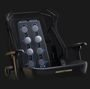 Herná stolička DXRacer MARTIAN XL Triangle s elektrickým ovládaním, masážou a ventiláciou, čierno-červená