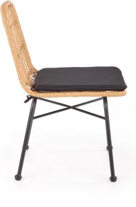 HALMAR Stolička K401 prírodná/čierna, polyratan a kov