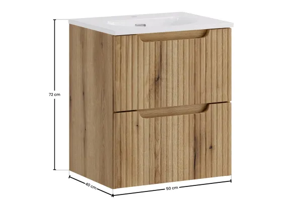 Comad Závesná skrinka Nova Sky so zápustným umývadlom 50 cm dub coast evoke