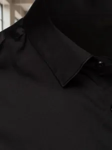 Pánska trendy košeľa bez vzoru - čierna