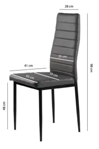 3kraft Sada 4 ks jídelních židlí Wolia ekokůže šedá/černá