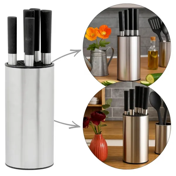 KINVARA Sada 5 ks nožov v stojane BLADES strieborná
