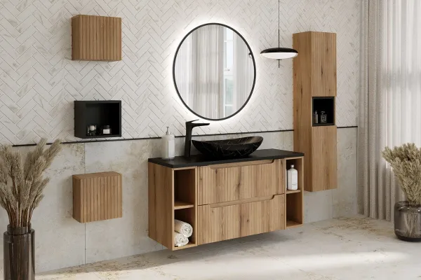 Comad Závesná skrinka pod umývadlo Nova s doskou 50 cm dub coast evoke