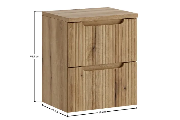 Comad Závesná skrinka pod umývadlo Nova s doskou 50 cm dub coast evoke
