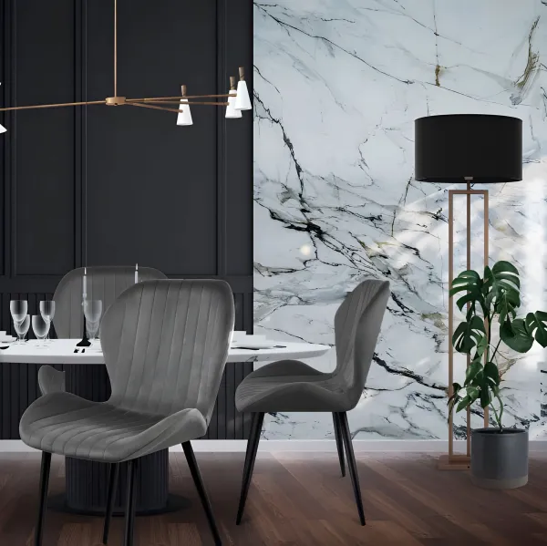 MODERNHOME Sada 4 ks jídelních židlí Jinol samet šedá/černá
