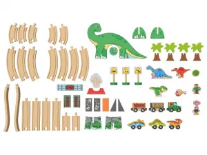 lupilu® Drevená železnica L (dinosaury)