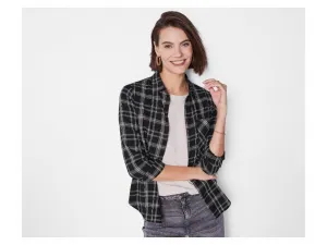 esmara® Dámska flanelová košeľa (čierna, M (40/42))