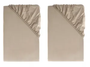 Livarno home Perkálová napínacia plachta, 90 – 100 x 200 cm, béžová, 2 kusy