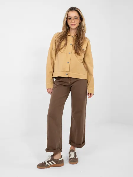Dámska rifľová bunda v camel farbe