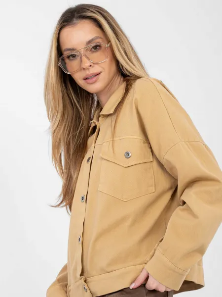 Dámska rifľová bunda v camel farbe