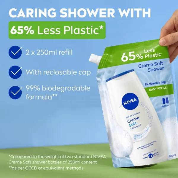 NIVEA Creme Soft krémový sprchový gél náhradná náplň 500 ml