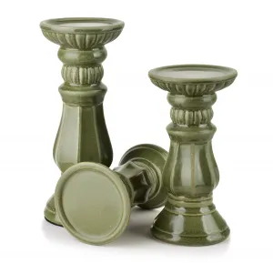 Mondex Keramický svietnik Yarine 20,5 cm zelený