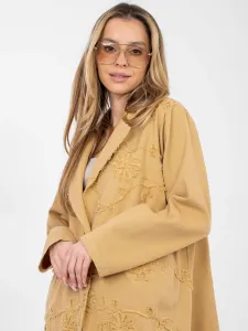 Dámska camel bunda s výšivkou