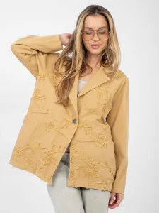 Dámska camel bunda s výšivkou