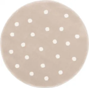 Koberec FD Lush bodky, svetlobéžový kruh