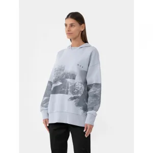 Dámska turistická mikina s kapucňou 4F WOMENS SWEATSHIRT BLD013-34S-LIGHT BLUE